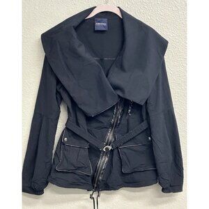 Magaschoni Women’s Black Jacket Silk Cotton Full Zip Size Medium